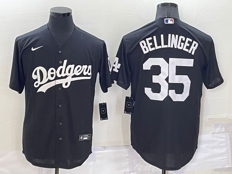 Men Los Angeles Dodgers 35 Bellinger Black Inversion Nike 2022 MLB Jerseys